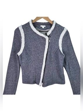 GAP Navy Moto Jacket Textured Knit Zip Front Sweater Size Small‎